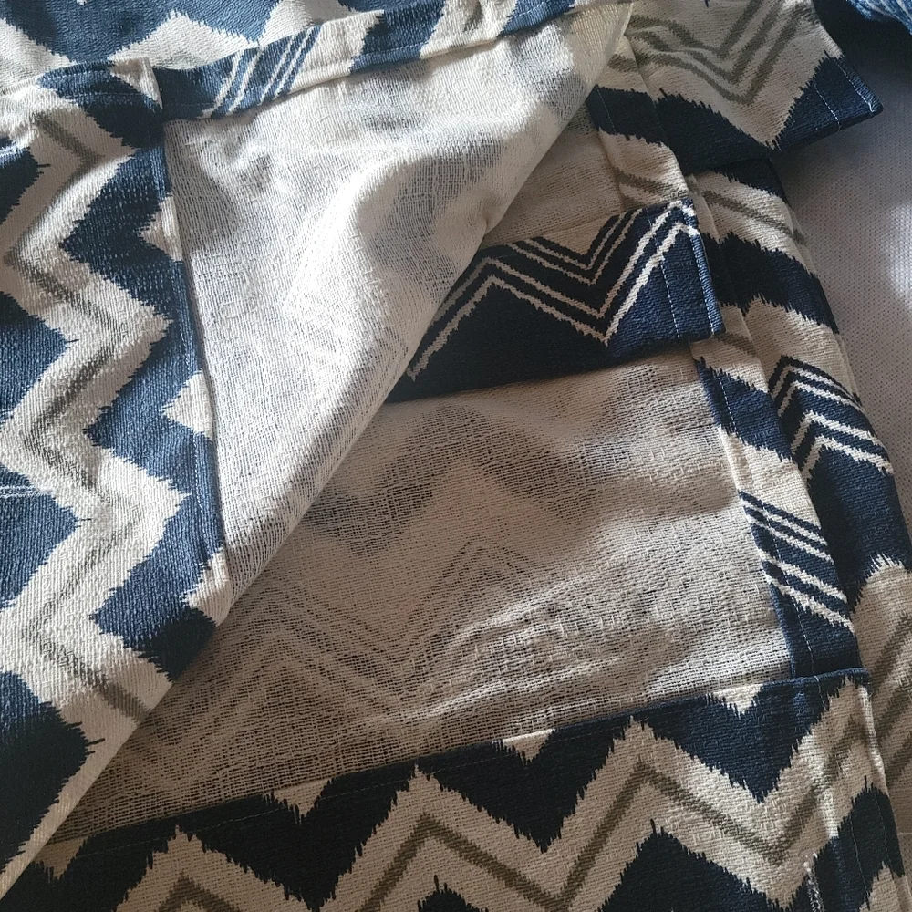 Custom shower curtain extra long ceiling height navy beige